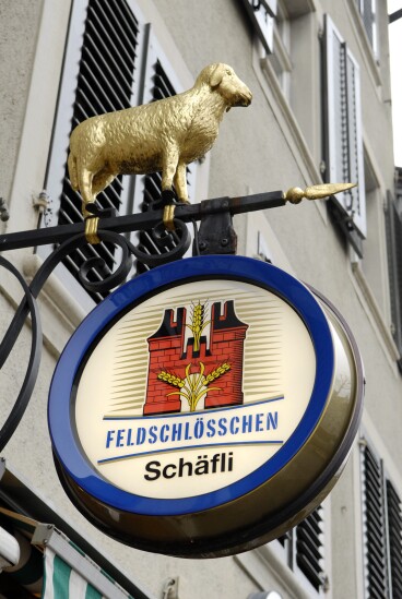 2007: Oberer Graben 18, Restaurant Schäfli, Schild