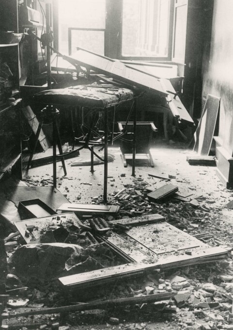 Bild der Zerstörung nach einer Explosion im Technikum.